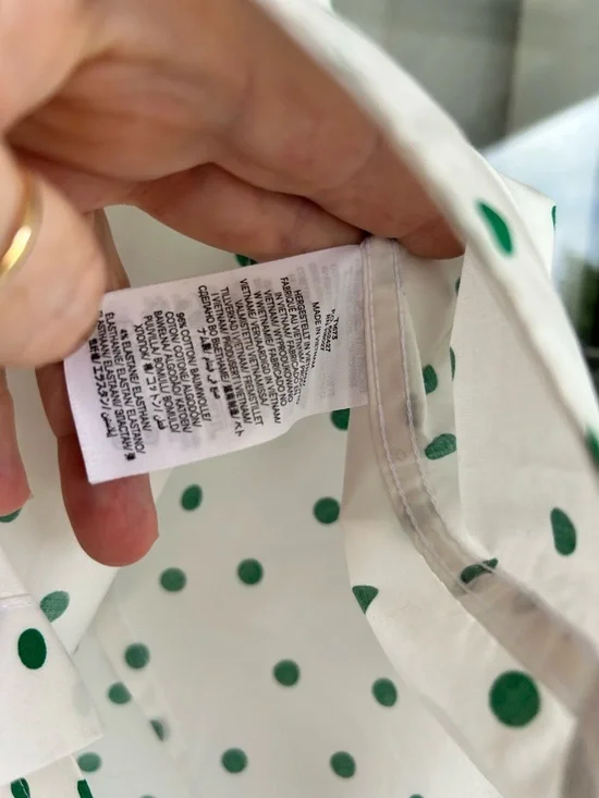 Boden Sienna Shirt Green Polka Dot Cotton Button Front Blouse 14 - Picture 7 of 9